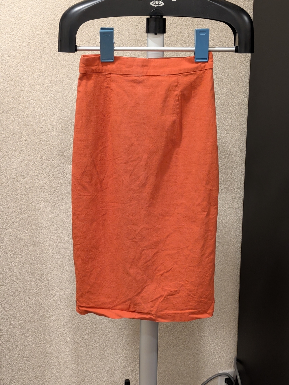 Collectif London Orange Linen Blend Pencil Skirt XXS